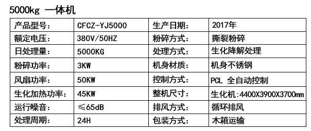 韩博有机垃圾生化处理机参数